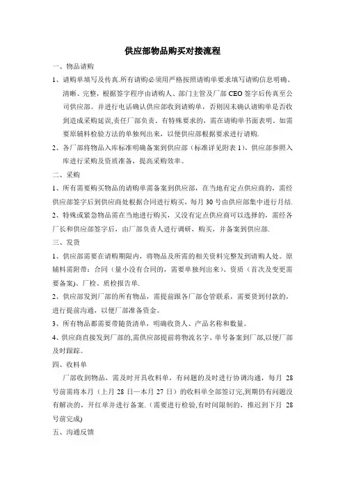 供应部物品采购对接流程