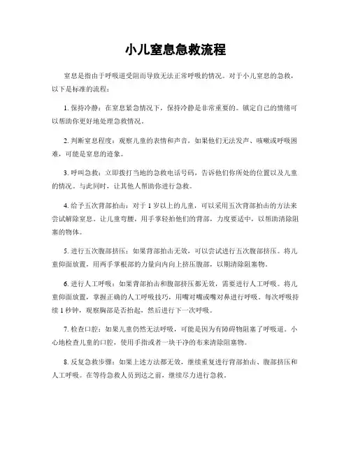 小儿窒息急救流程