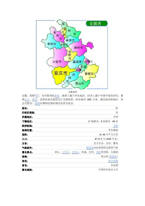 安徽区域地理