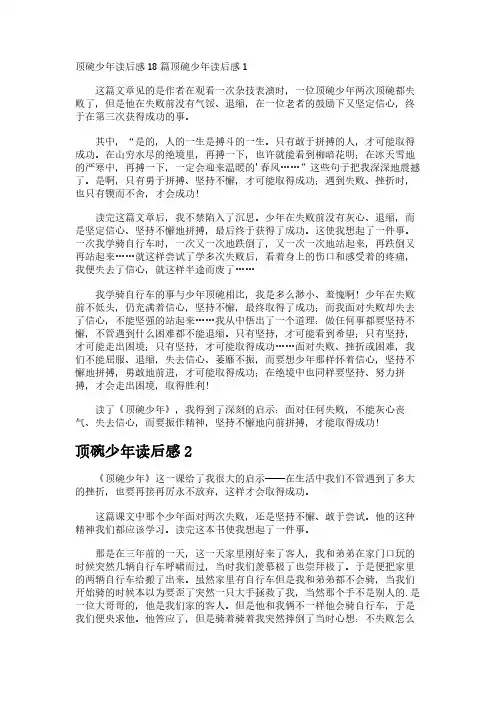 顶碗少年读后感18篇