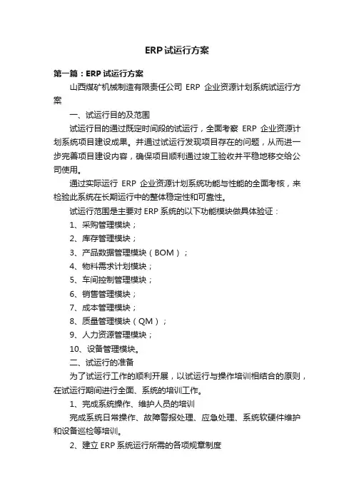 ERP试运行方案