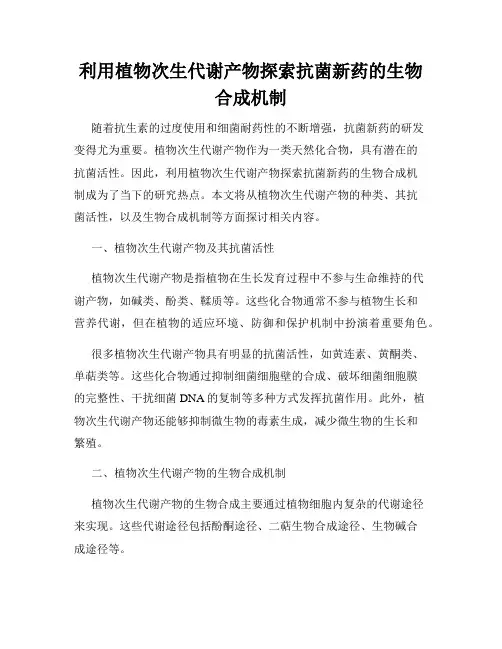 利用植物次生代谢产物探索抗菌新药的生物合成机制