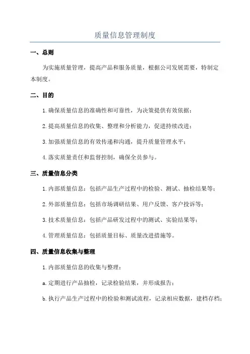 质量信息管理制度
