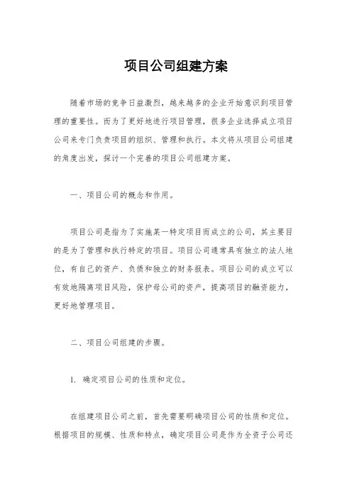项目公司组建方案
