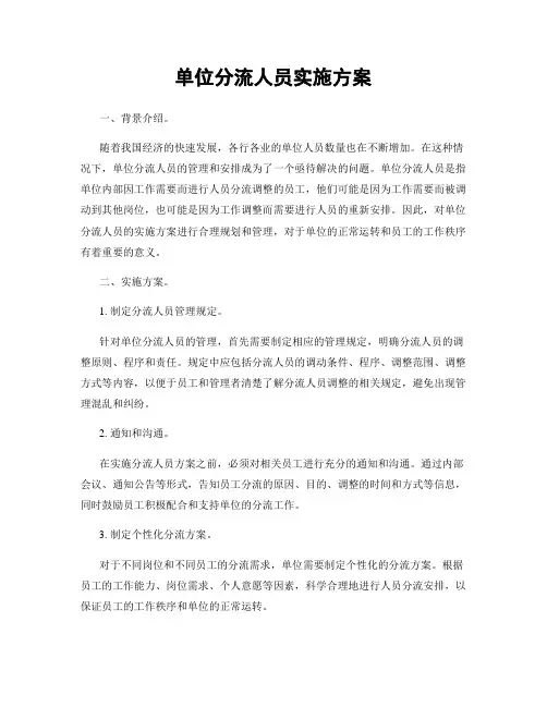 单位分流人员实施方案