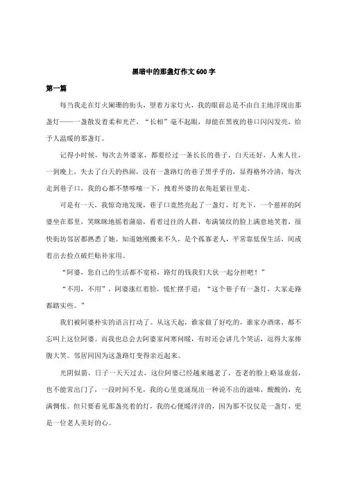 黑暗中的那盏灯作文600字