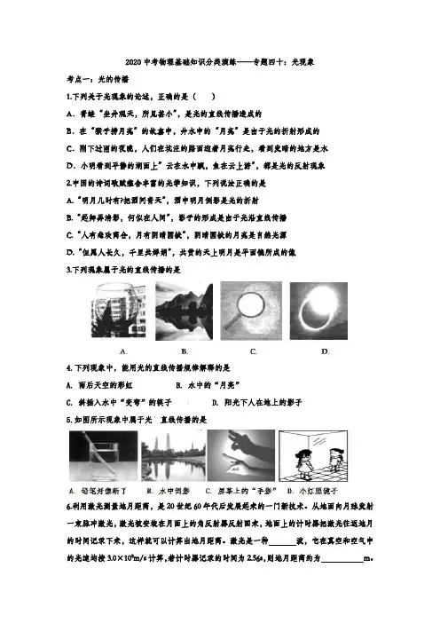 2020中考物理基础知识分类演练——专题四十：光现象(解析版)