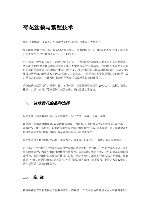 荷花盆栽与繁殖技术