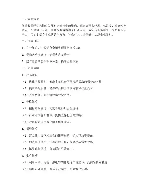 铝合金现款销售方案