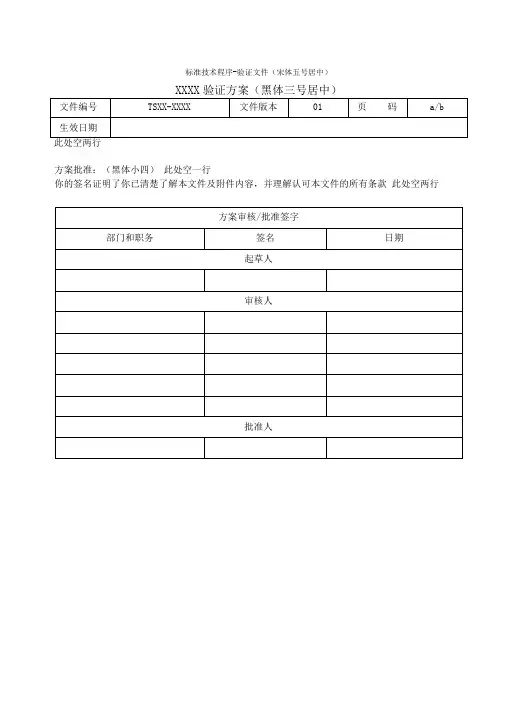 工艺验证模板