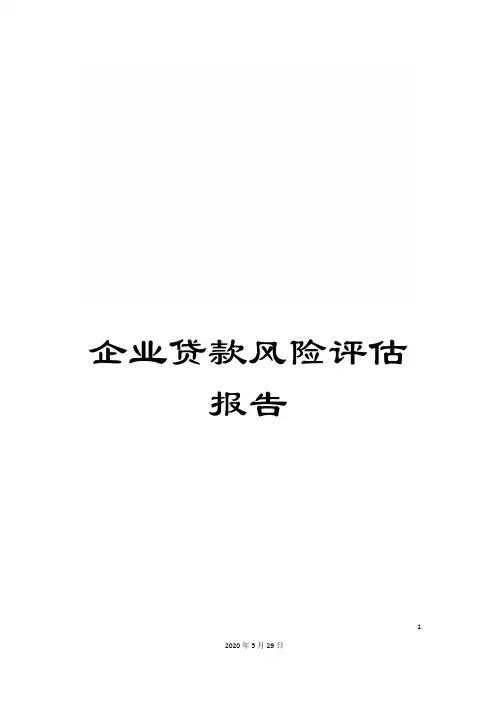 企业贷款风险评估报告