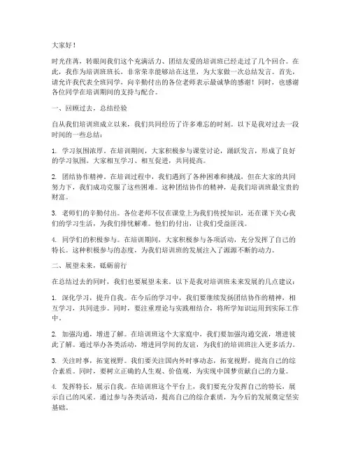 培训班班长总结发言稿