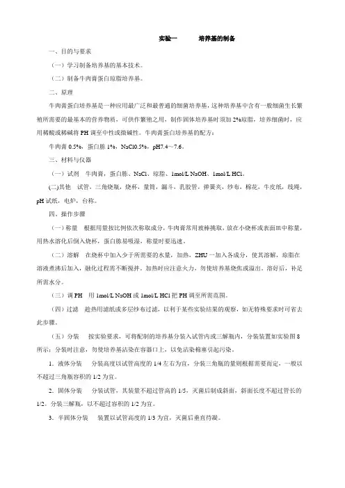 实验一       培养基的制备