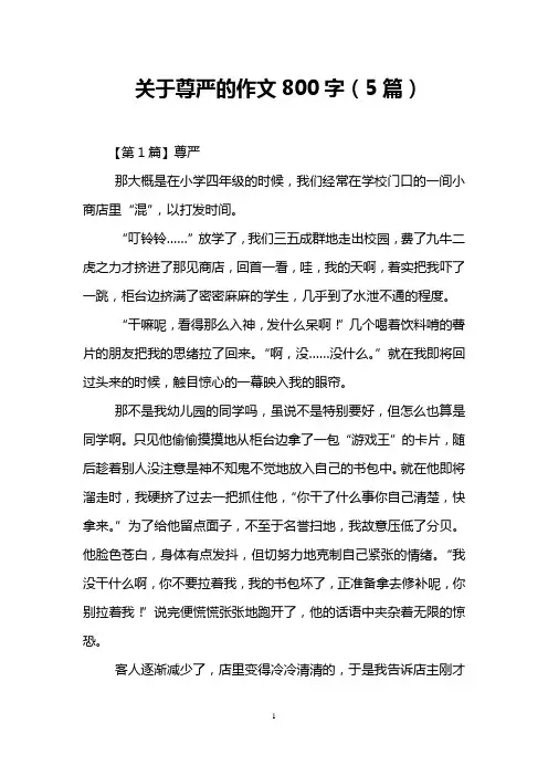 关于尊严的作文800字(5篇)