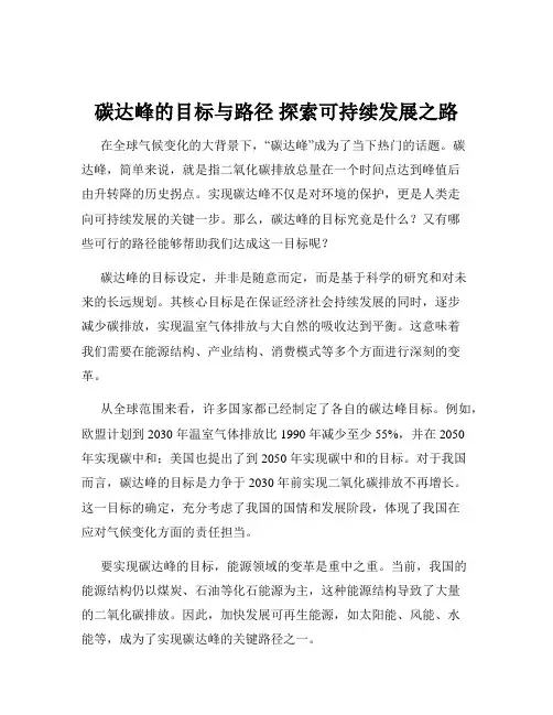 碳达峰的目标与路径 探索可持续发展之路