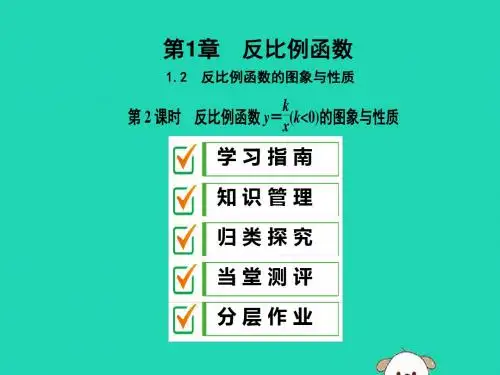 2019年秋九年级数学上册1.2反比例函数的图像与性质第2课时反比例函数y=k╱xk＜0的图象与性质课件湘教版