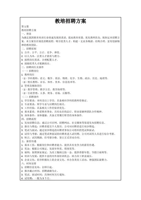 教培招聘方案