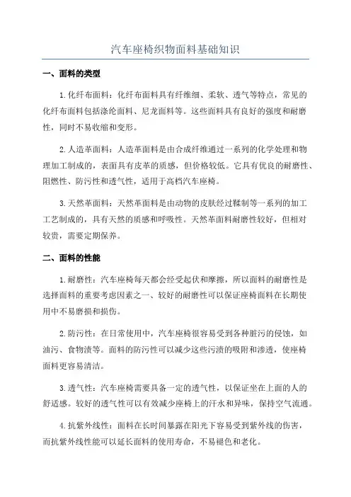 汽车座椅织物面料基础知识