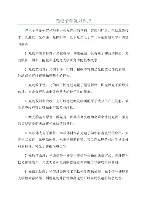 光电子学复习要点