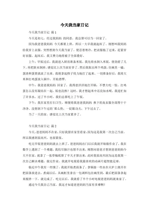 今天我当家日记