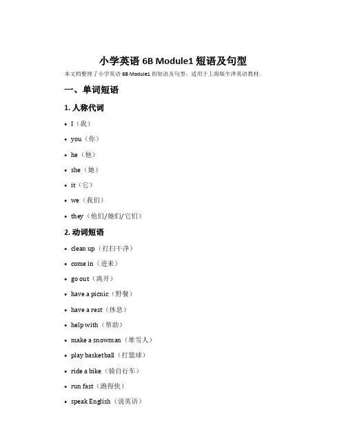 小学英语6B Module1短语及句型(上海版牛津英语)