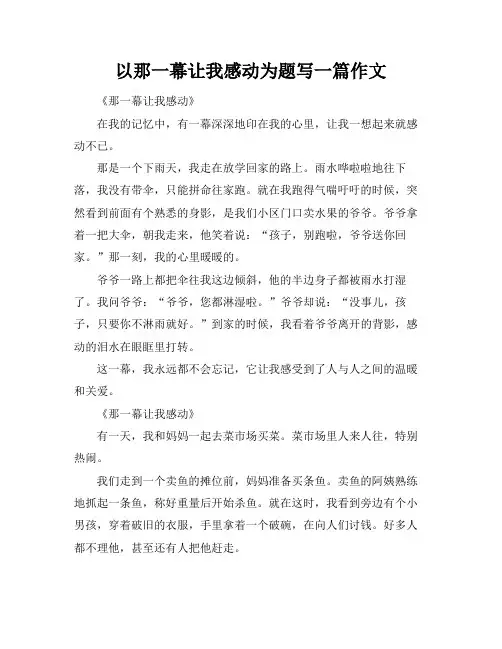 以那一幕让我感动为题写一篇作文