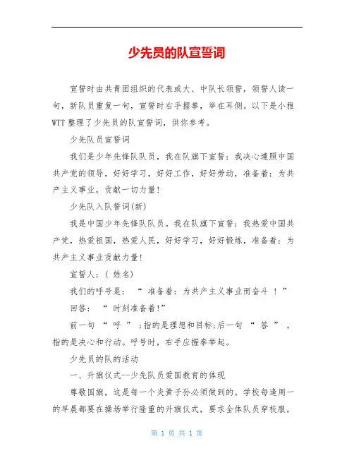 少先员的队宣誓词