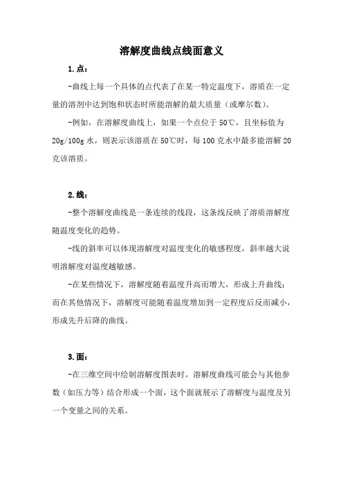 溶解度曲线点线面意义