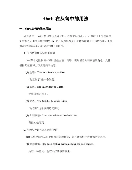 that 在从句中的用法