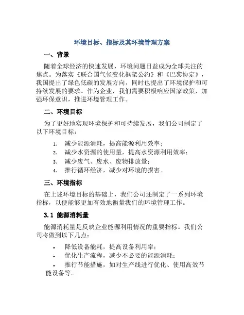 环境目标、指标及其环境管理方案
