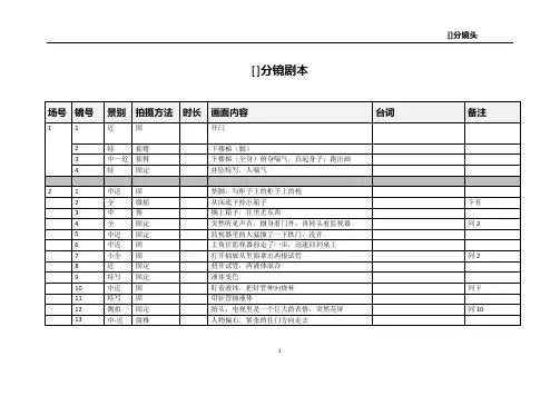 分镜头表格模板