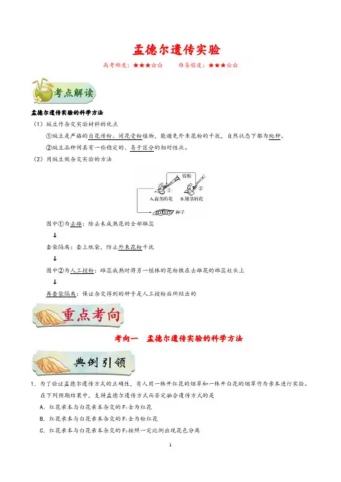 高考专题： 孟德尔遗传实验(含解析答案)