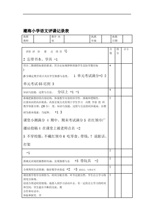 小学语文评课记录表
