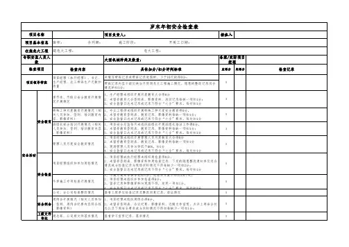 岁末年初检查表