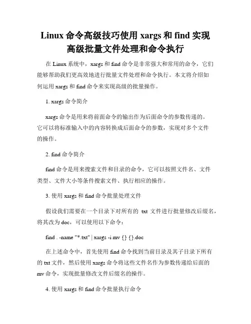 Linux命令高级技巧使用xargs和find实现高级批量文件处理和命令执行