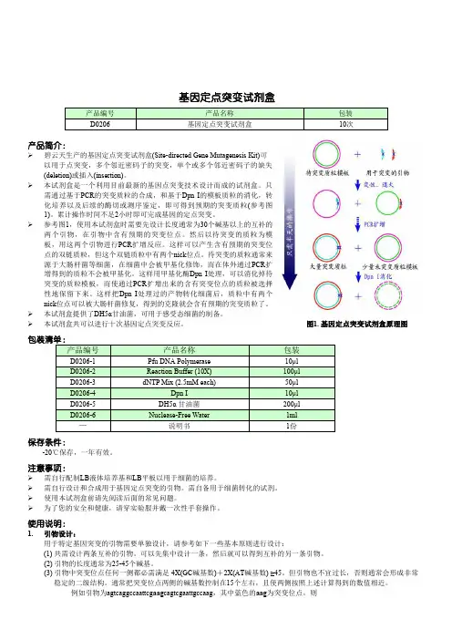 碧云天的突变试剂盒说明书