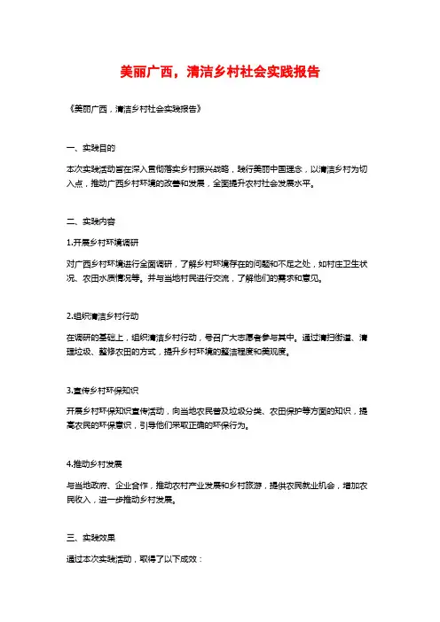 美丽广西,清洁乡村社会实践报告