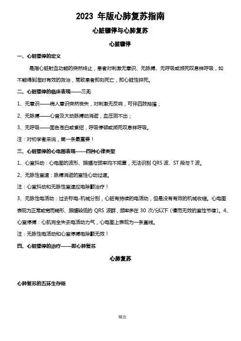 2023年新版心肺复苏指南