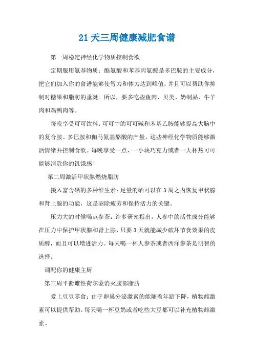 21天三周健康减肥食谱