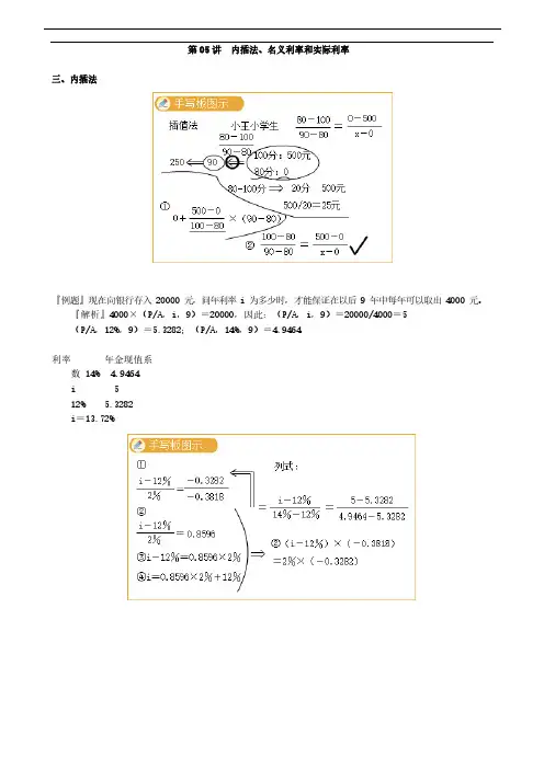 内插法、名义利率和实际利率 