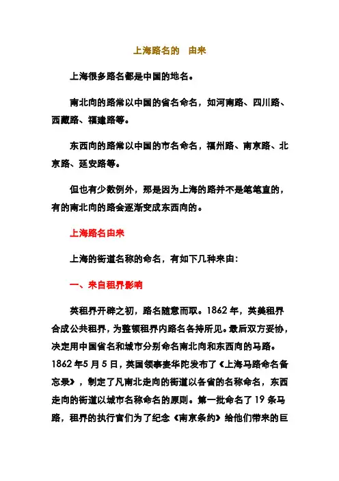 上海路名的由来