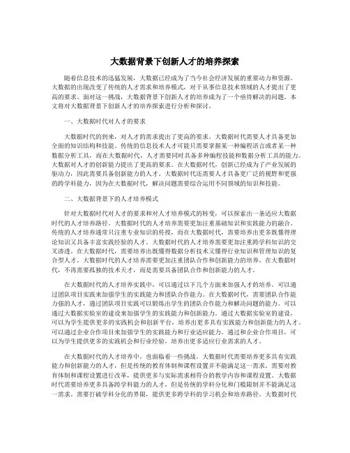 大数据背景下创新人才的培养探索