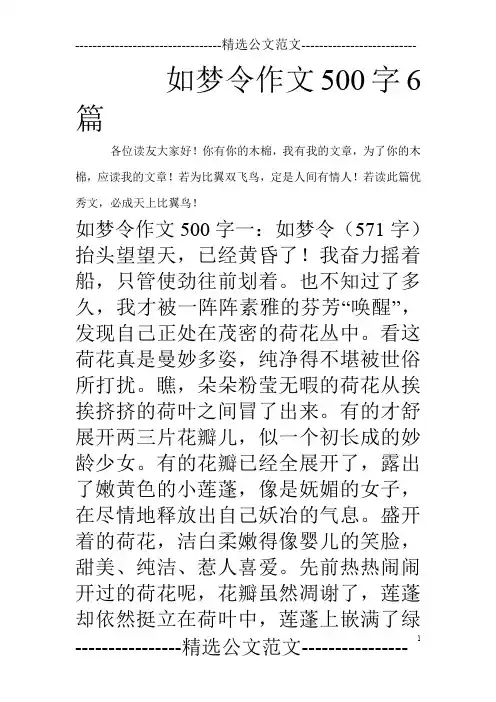 如梦令作文500字6篇_0