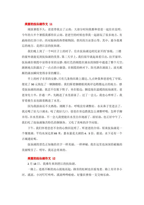 美丽的抚仙湖作文 11篇