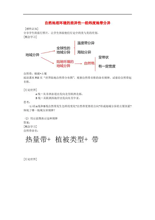 高中地理 第三章 自然地理环境差异性经纬度分异规律学案 湘教版地理必修1