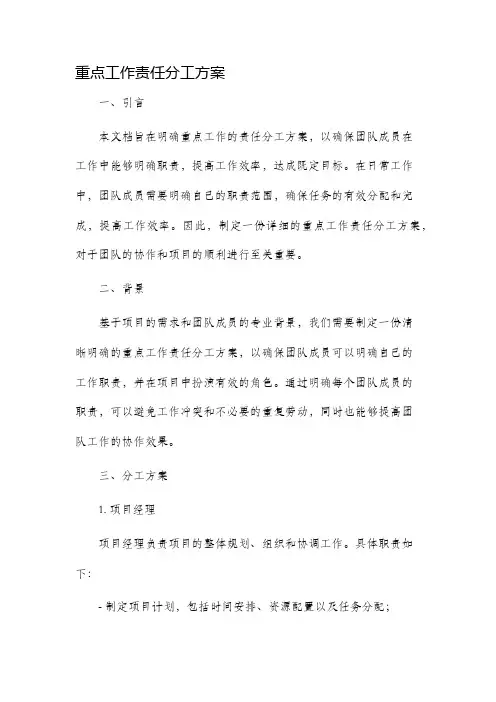 重点工作责任分工方案
