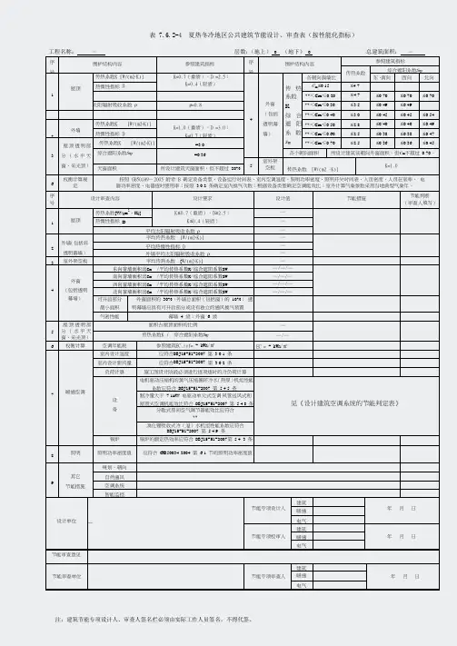 广东省-夏热冬冷地区公共建筑节能设计审查表按性能化指标