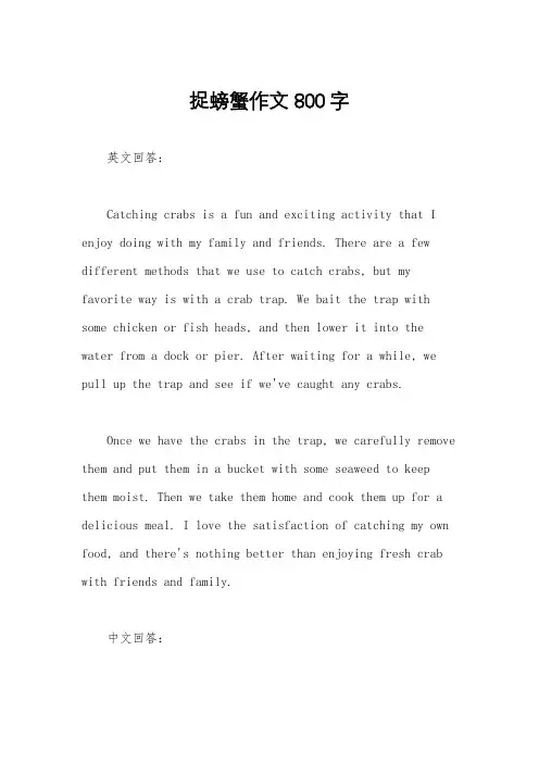 捉螃蟹作文800字