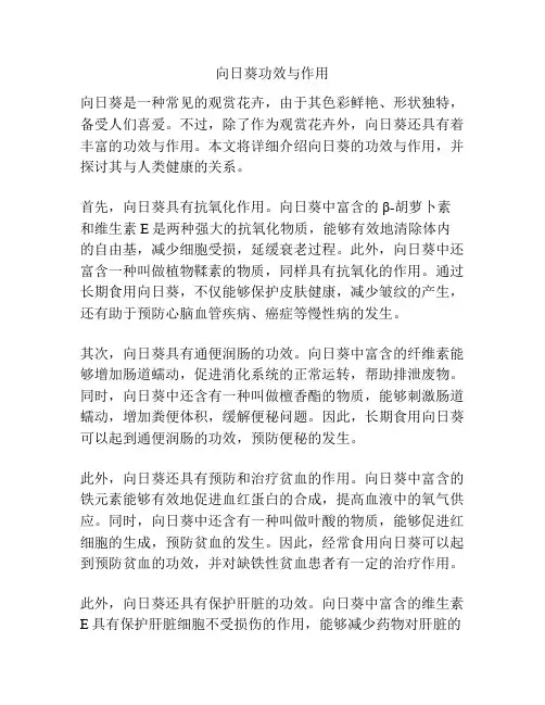向日葵功效与作用