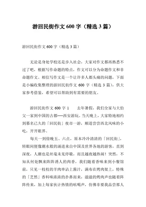 游回民街作文600字(精选3篇)